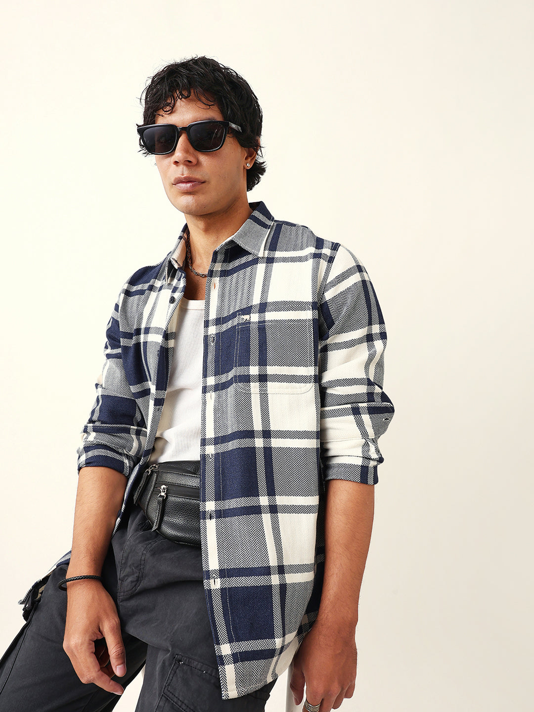 Men Blue Cotton Shirt