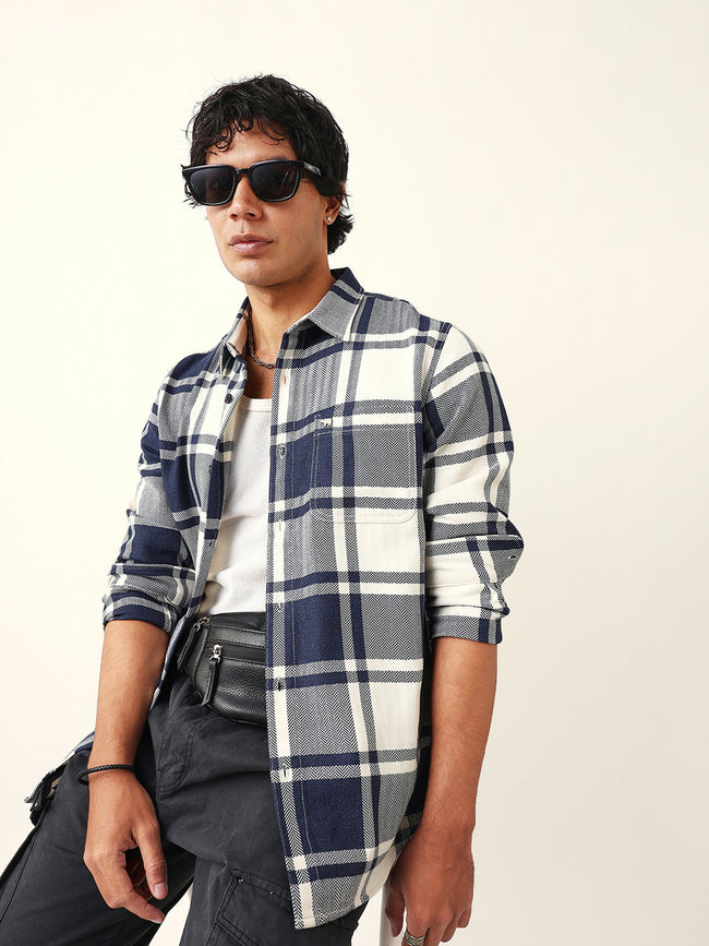 Men Blue Cotton Shirt