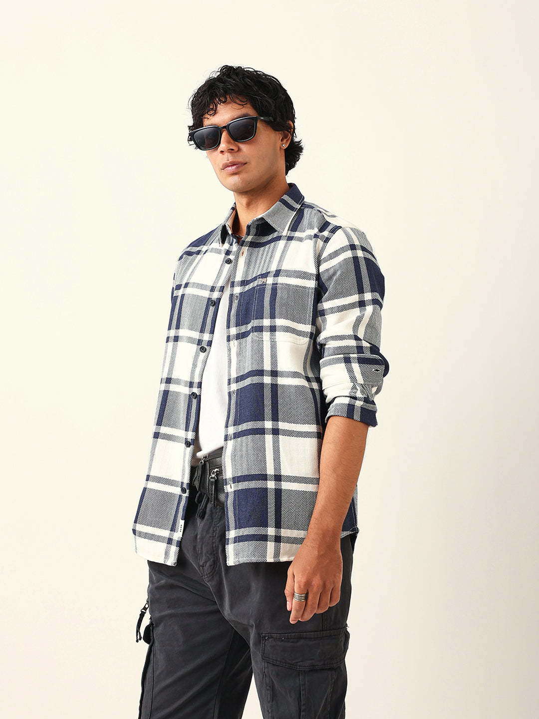 Men Blue Cotton Shirt