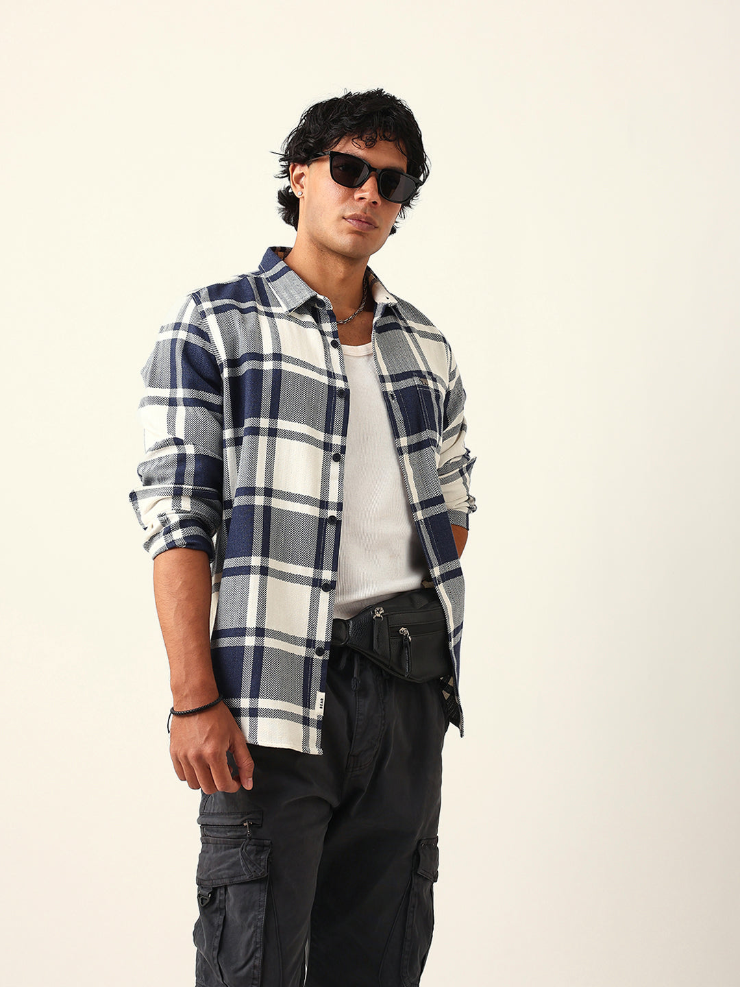 Men Blue Cotton Shirt