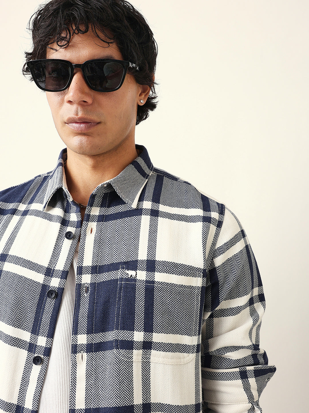 Men Blue Cotton Shirt