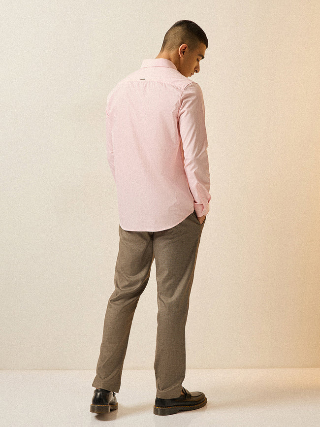 Men Light Pink Striped Tailored Fit Formal Shirt