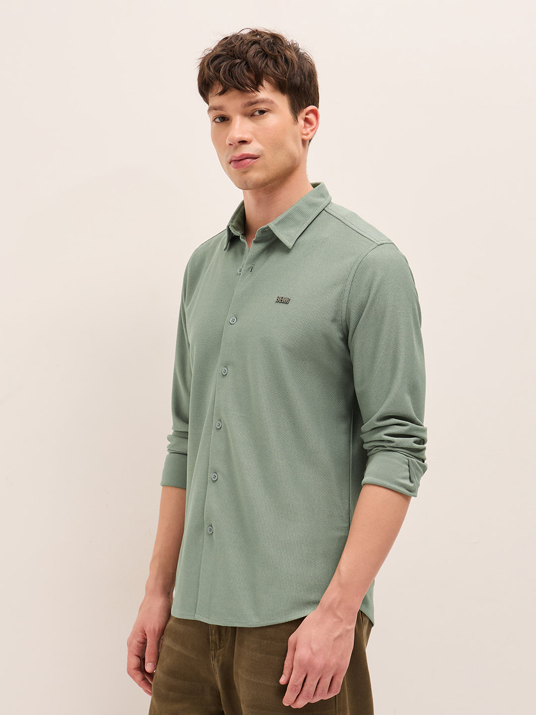 Men Woven Textured Casual Shirt