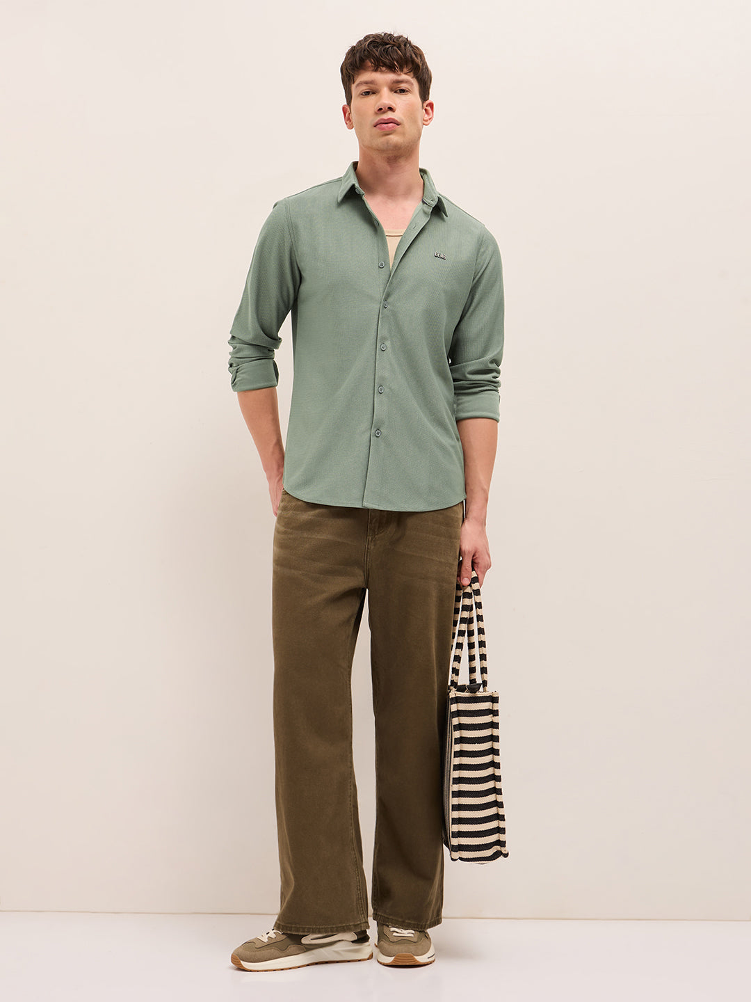Men Woven Textured Casual Shirt