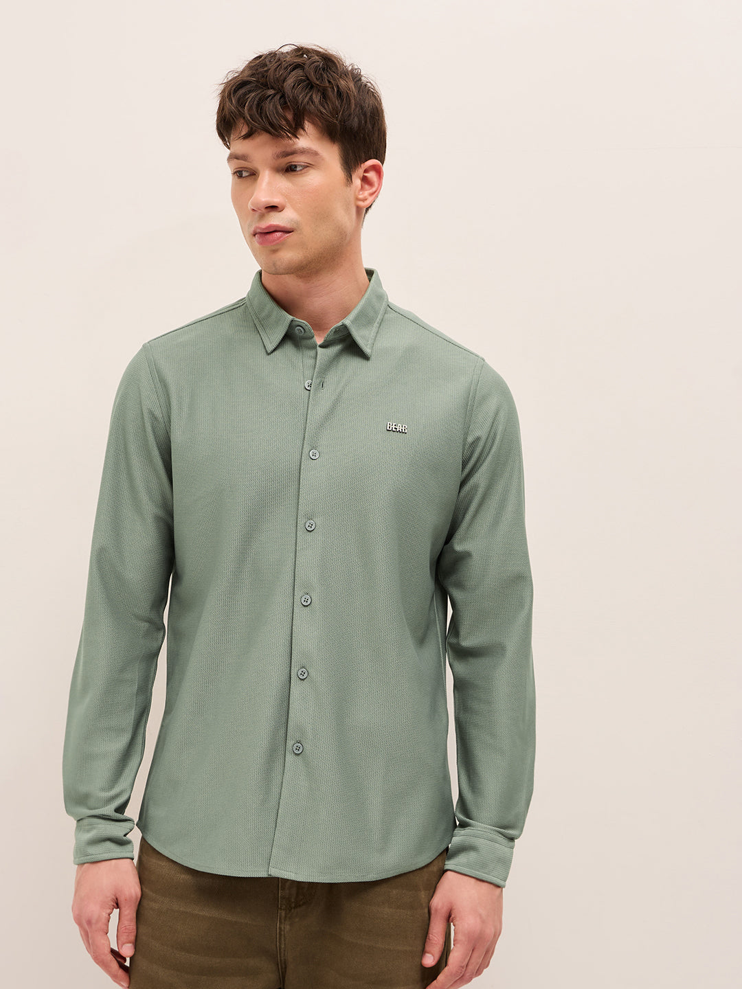 Men Woven Textured Casual Shirt