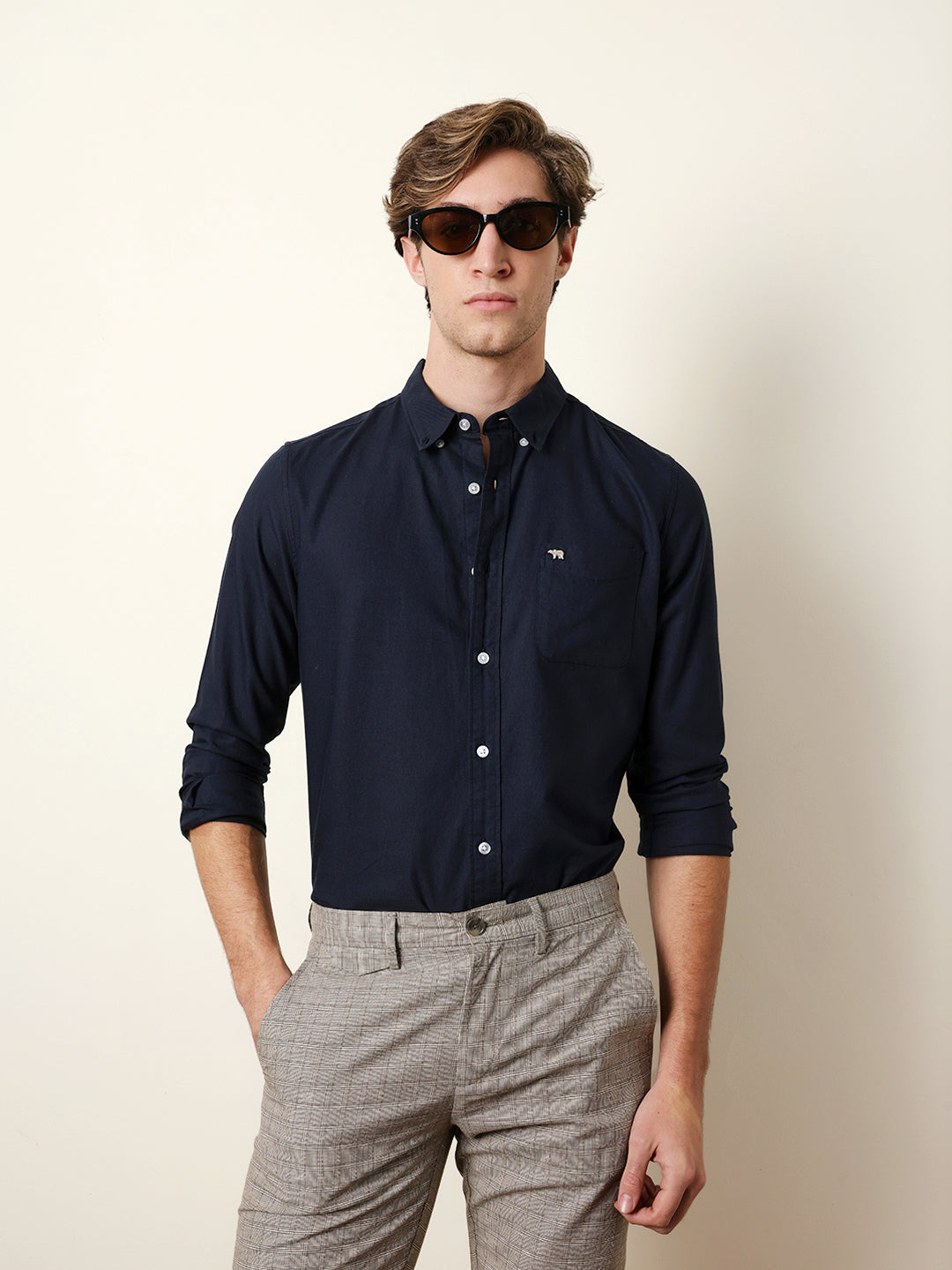 Men Solid Casual Full-Sleeve Shirt