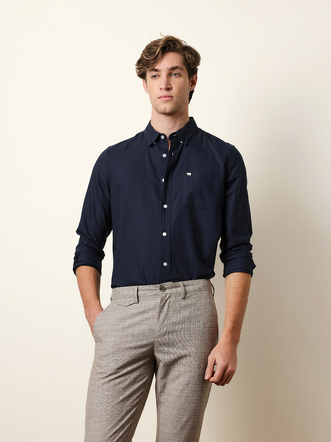 Men Solid Casual Full-Sleeve Shirt