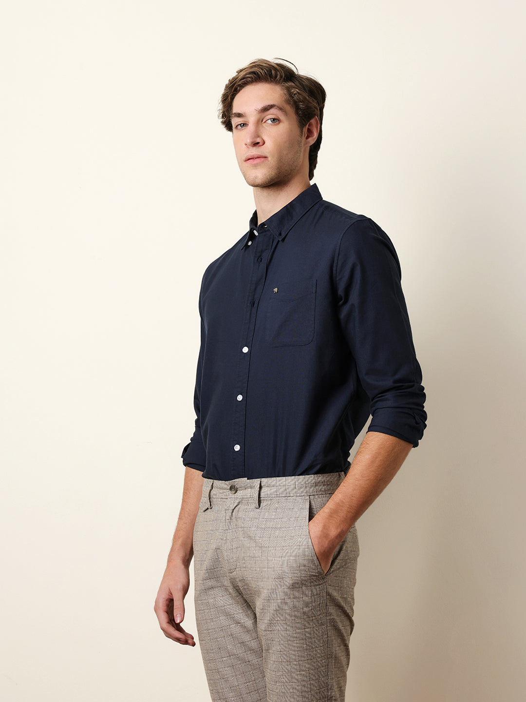 Men Solid Casual Full-Sleeve Shirt