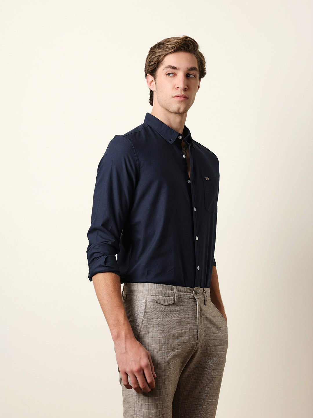 Men Solid Casual Full-Sleeve Shirt