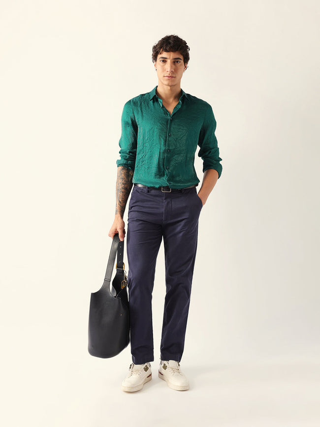 Men Green Viscose Rayon Checked Shirt