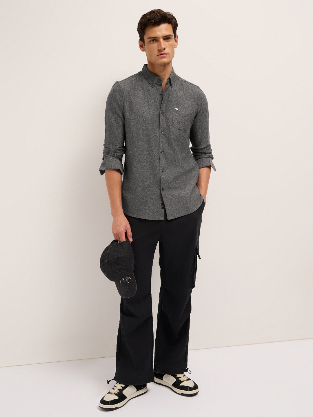 Men Cotton Solid Casual Shirt