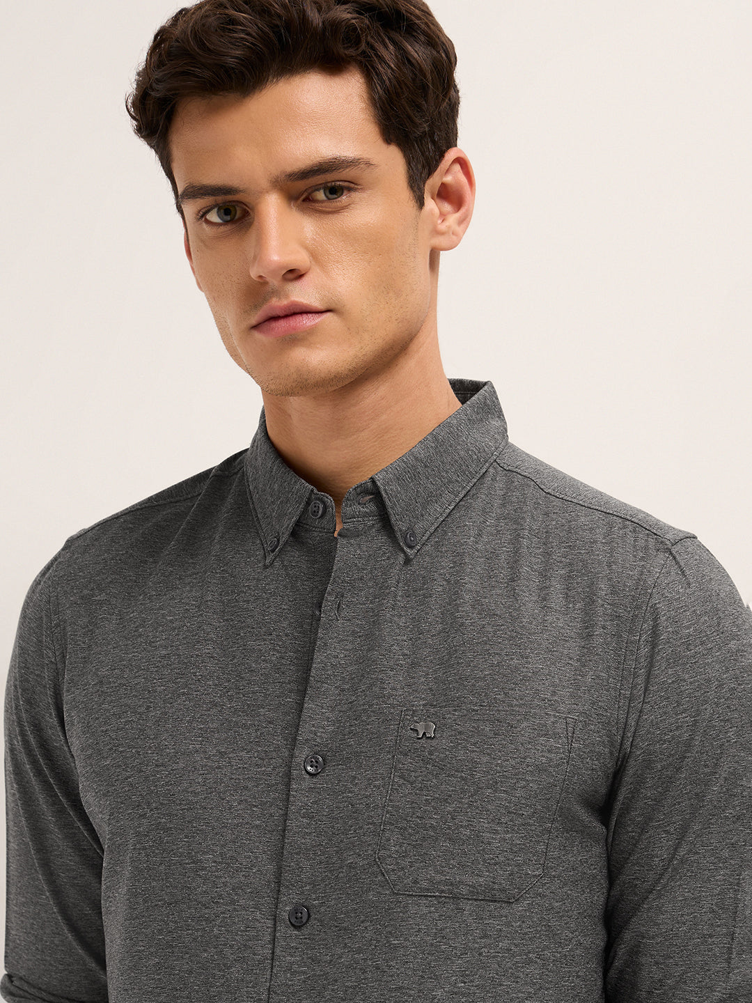 Men Cotton Solid Casual Shirt