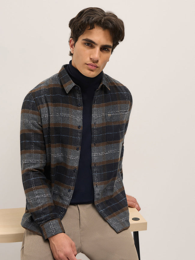 Men Multi-Color Checkered Slim Fit Casual Shirt