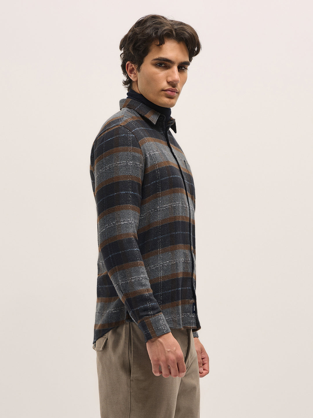 Men Multi-Color Checkered Slim Fit Casual Shirt