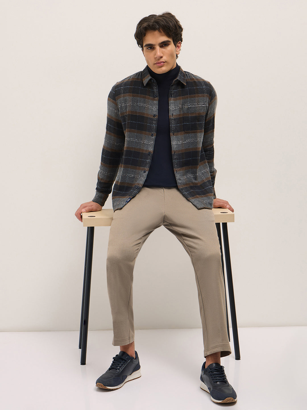 Men Multi-Color Checkered Slim Fit Casual Shirt