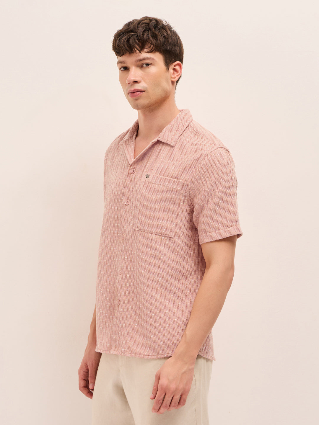 Men Woven Textured Casual Shirt