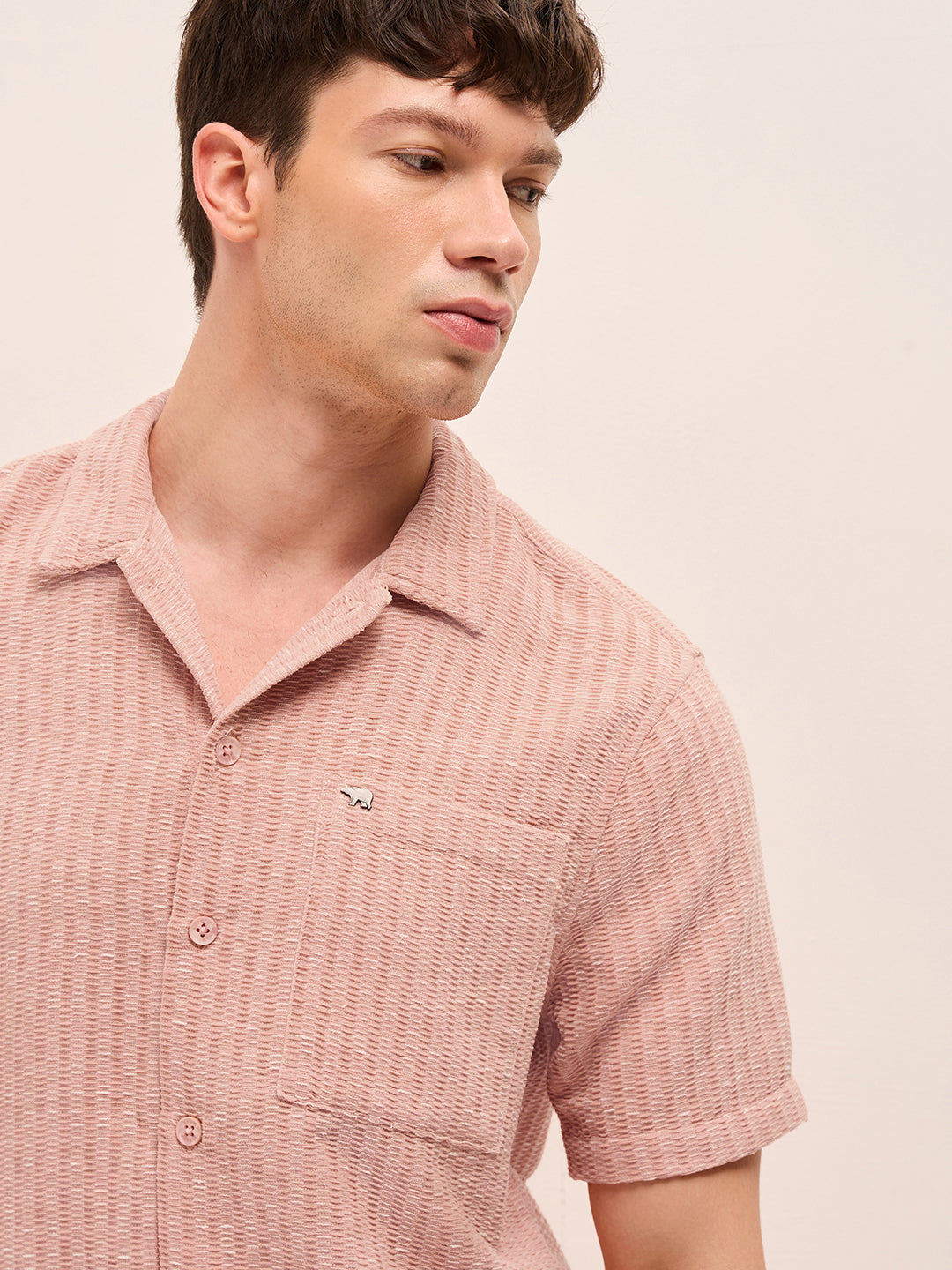 Men Woven Textured Casual Shirt