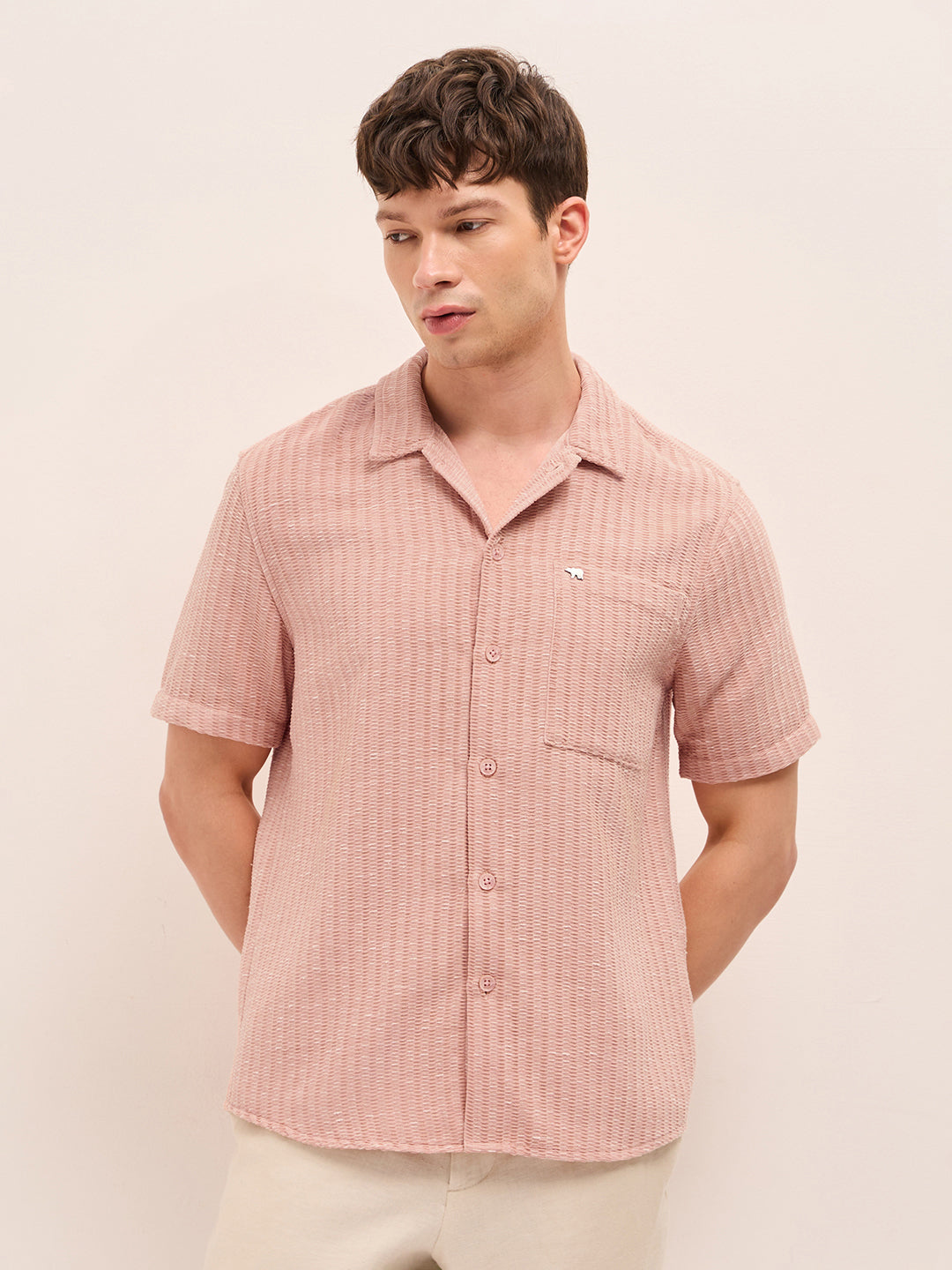 Men Woven Textured Casual Shirt