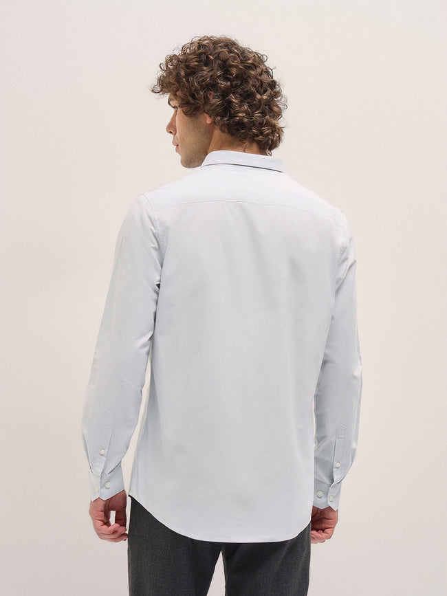 Men Shirt Light Grey Tailored Fit Cotton Formal Shirt