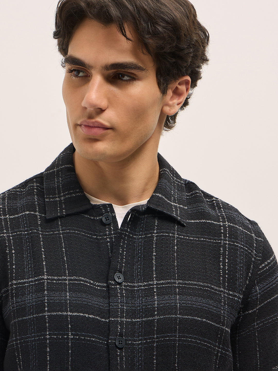 Men Black Checkered Regular Fit Casual Shirt