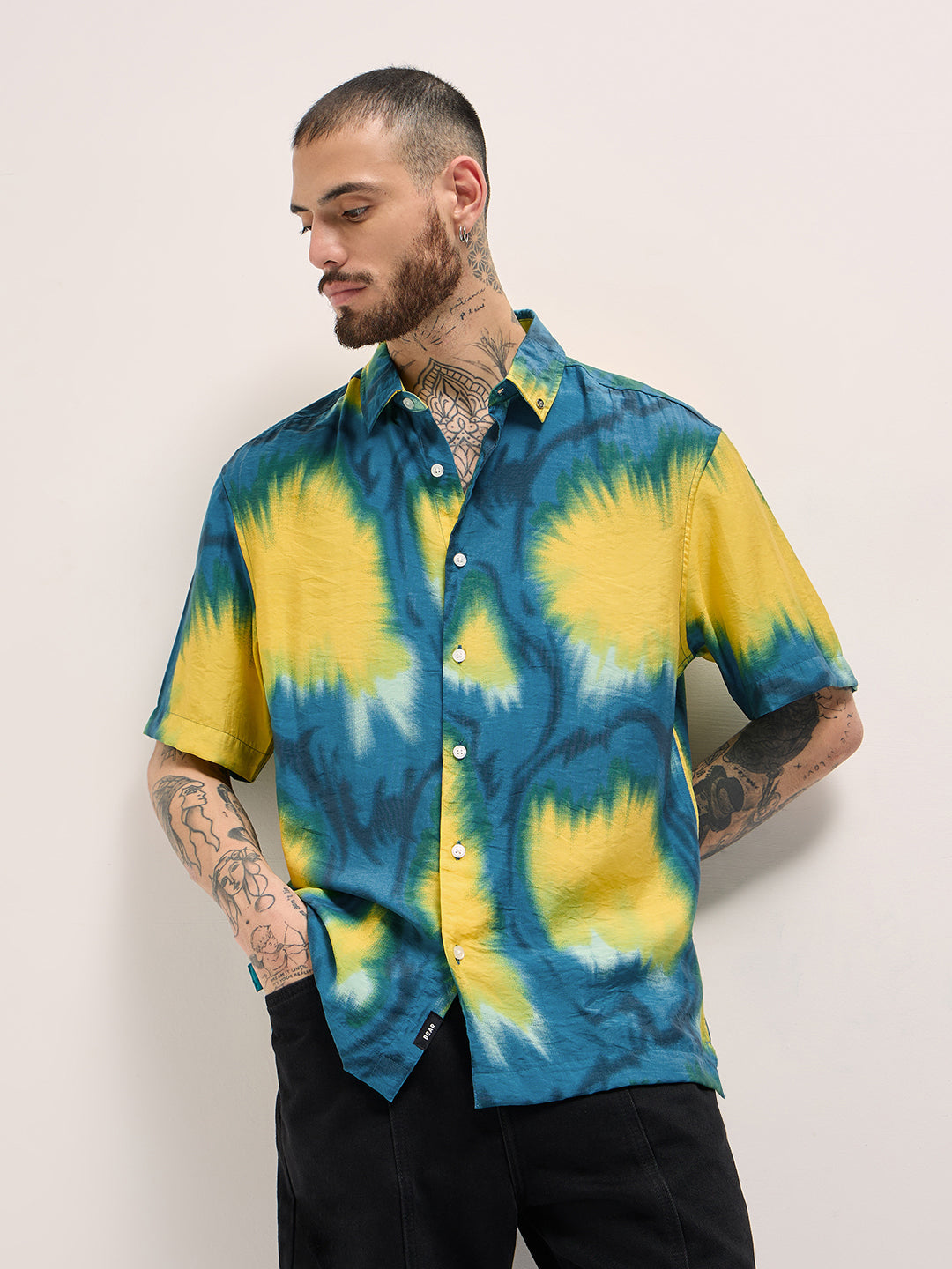 Men Multi-Color Abstract Digital Print Relax Fit Casual Shirt