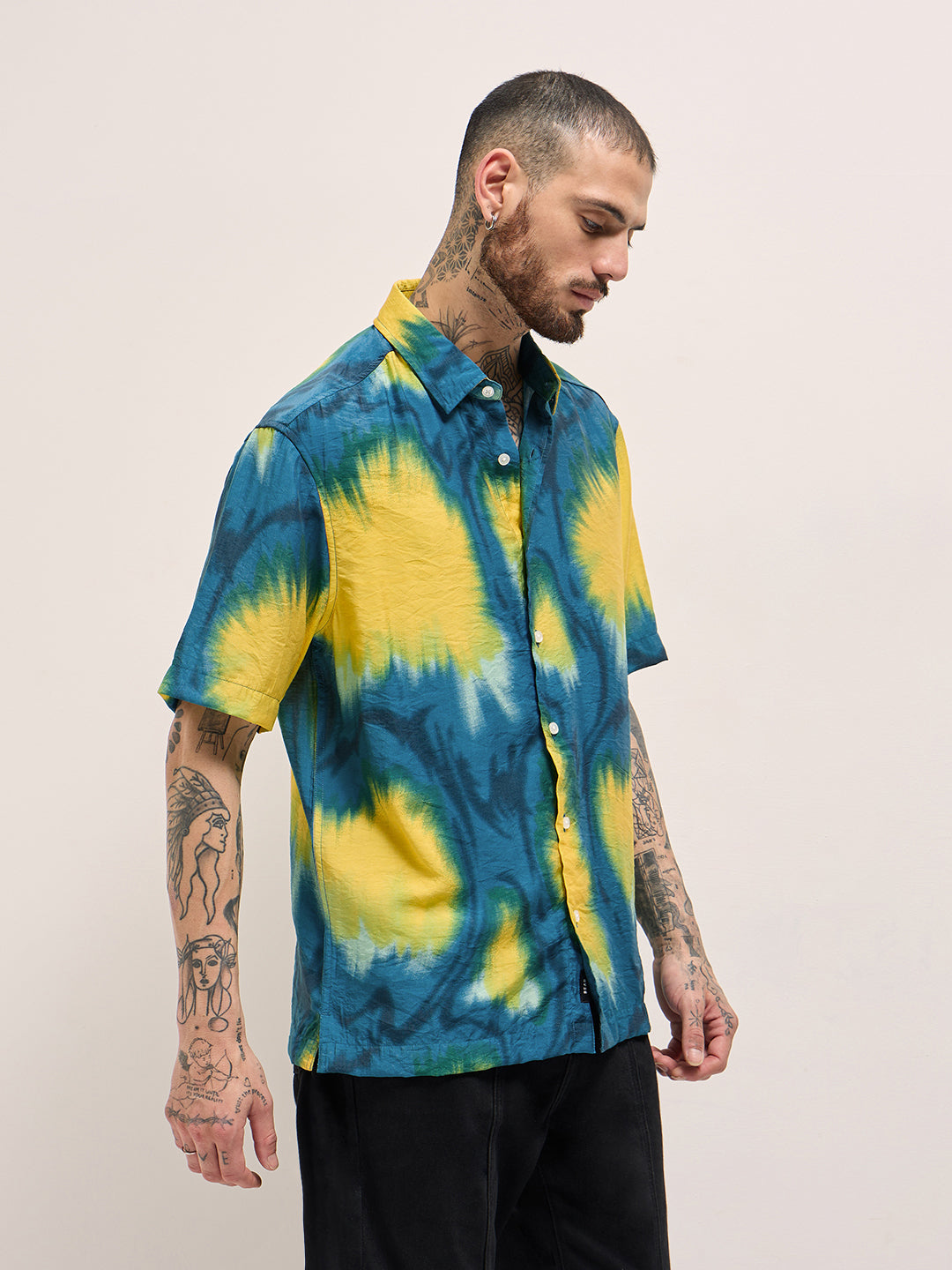 Men Multi-Color Abstract Digital Print Relax Fit Casual Shirt
