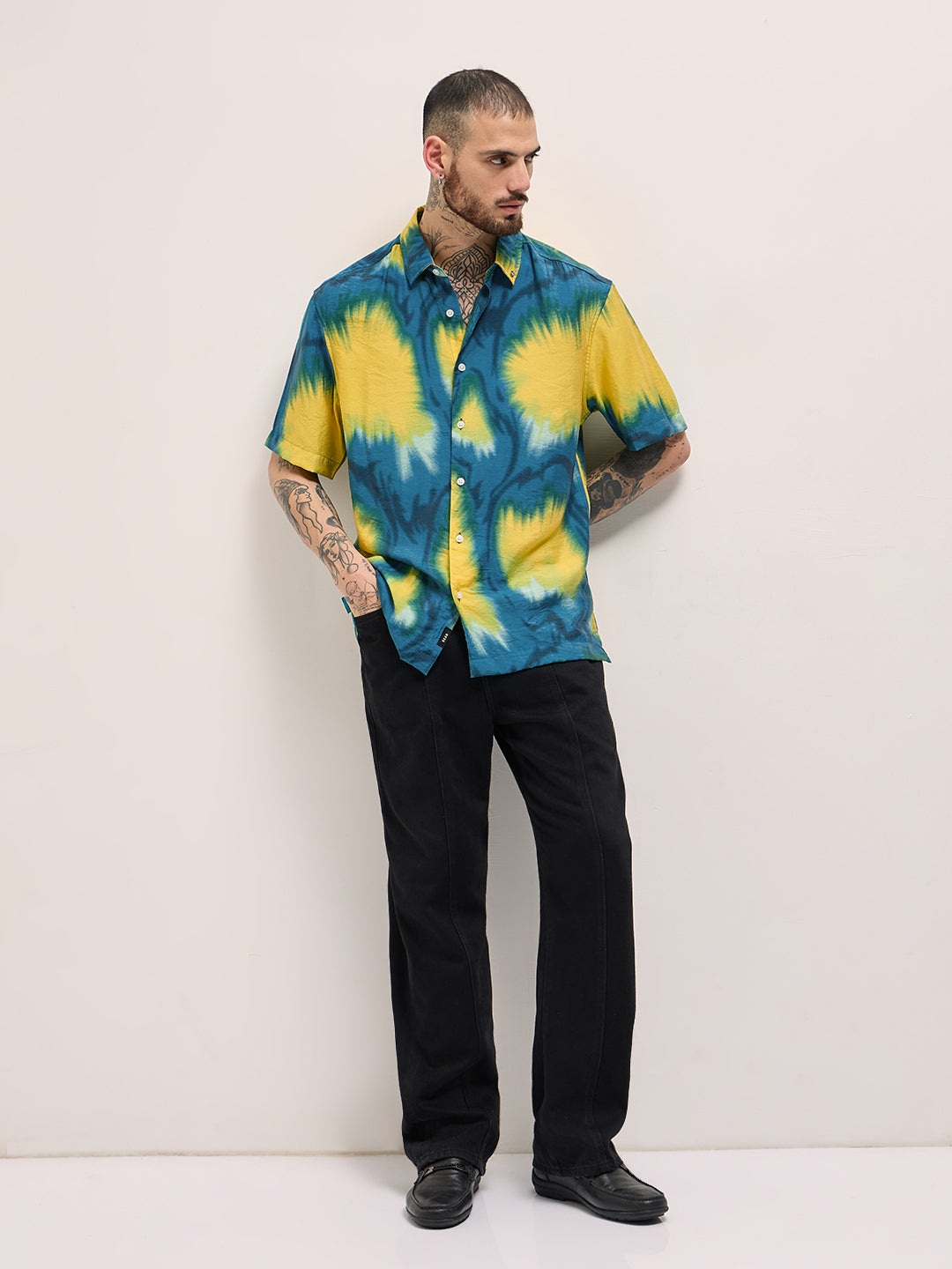 Men Multi-Color Abstract Digital Print Relax Fit Casual Shirt