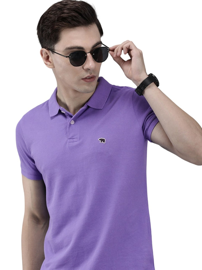 Men Purple Slim Fit Polo