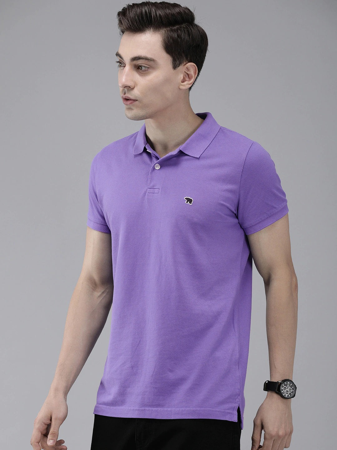 Men Purple Slim Fit Polo