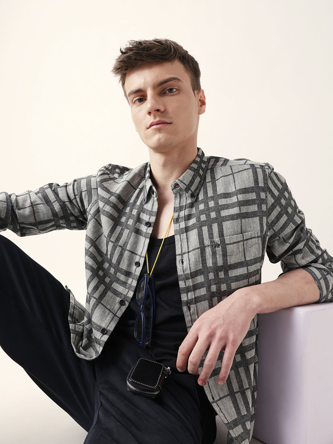 Men Casual Plaid Flannel Shirt