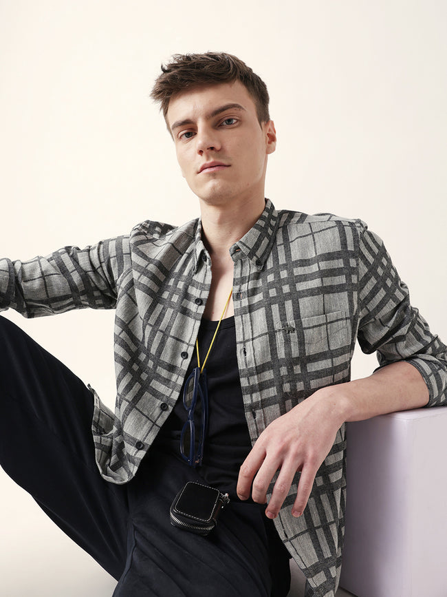 Men Casual Plaid Flannel Shirt