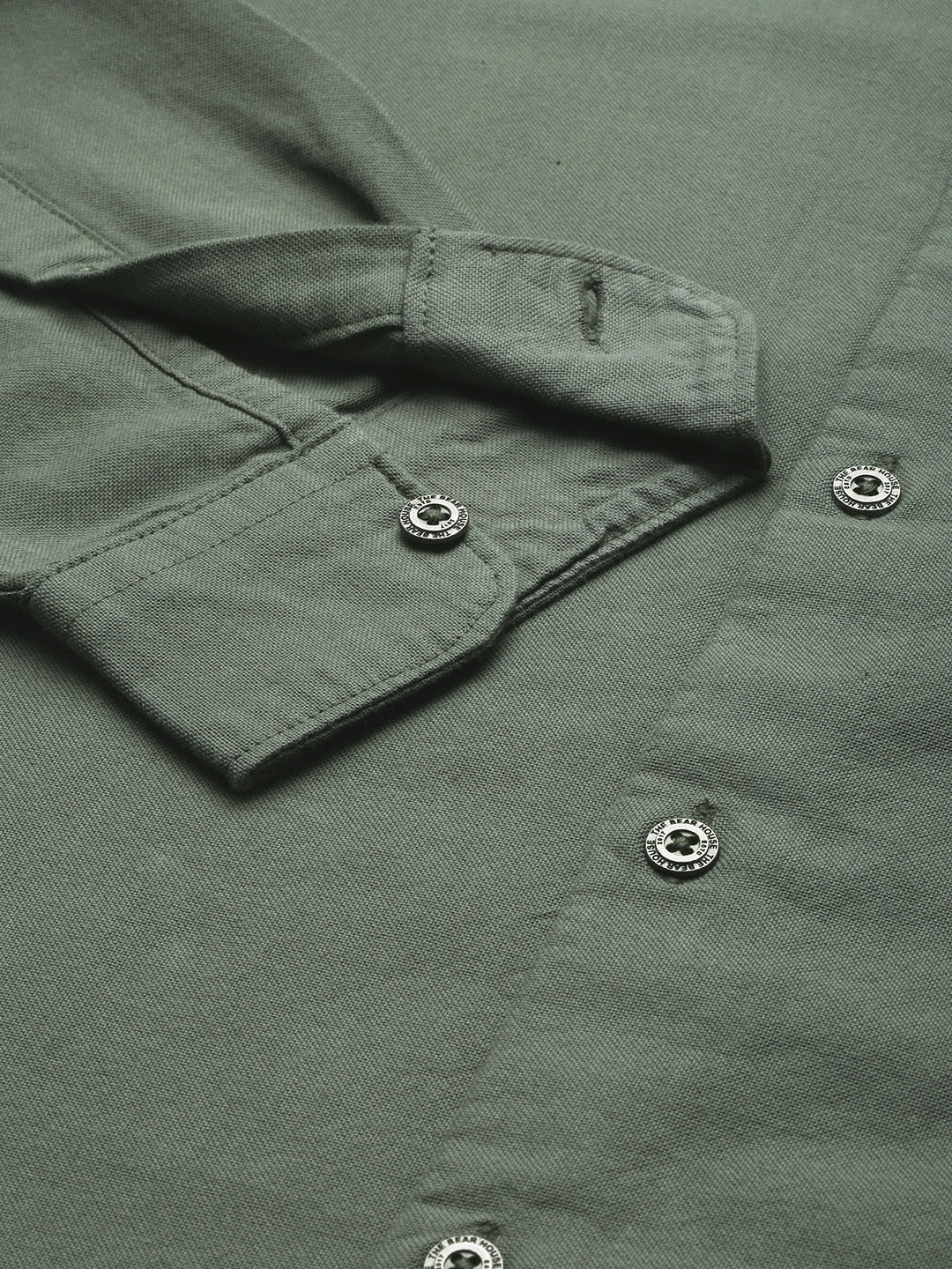 Men Green Cotton Casual Shirt