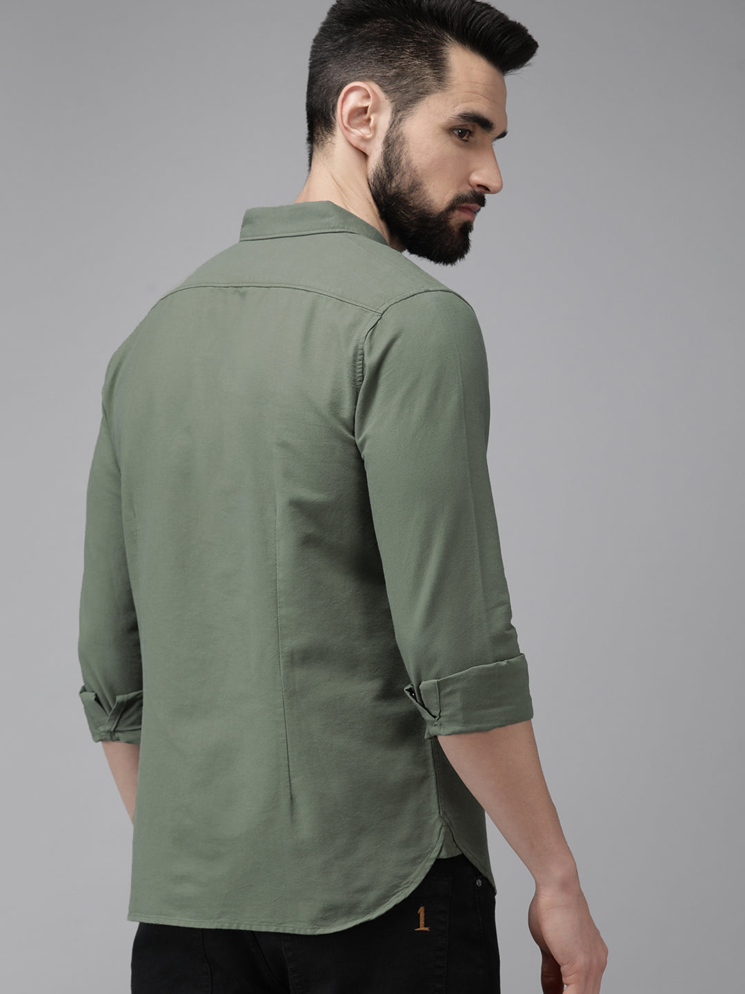 Men Green Cotton Casual Shirt