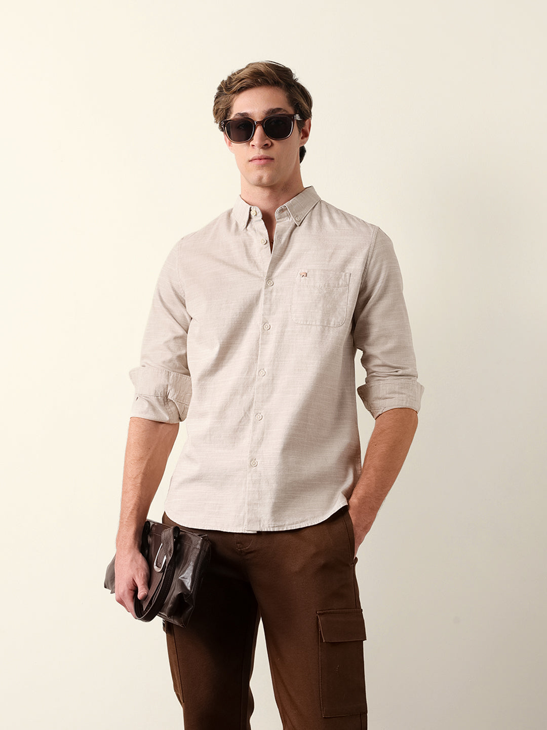 Men Solid Full Sleeve Casual Shirt
