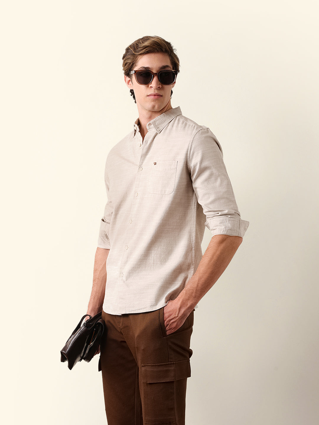 Men Solid Full Sleeve Casual Shirt