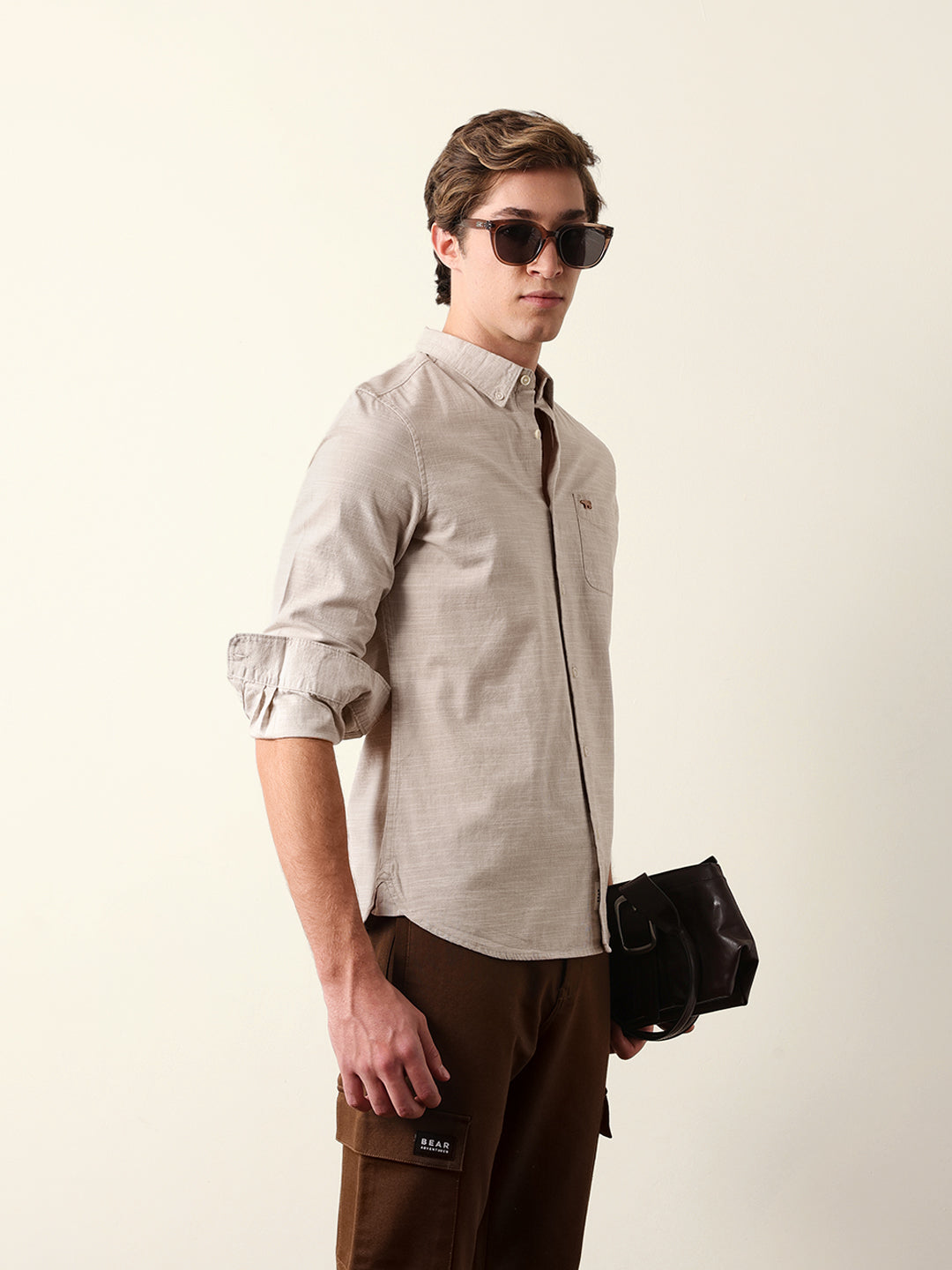 Men Solid Full Sleeve Casual Shirt