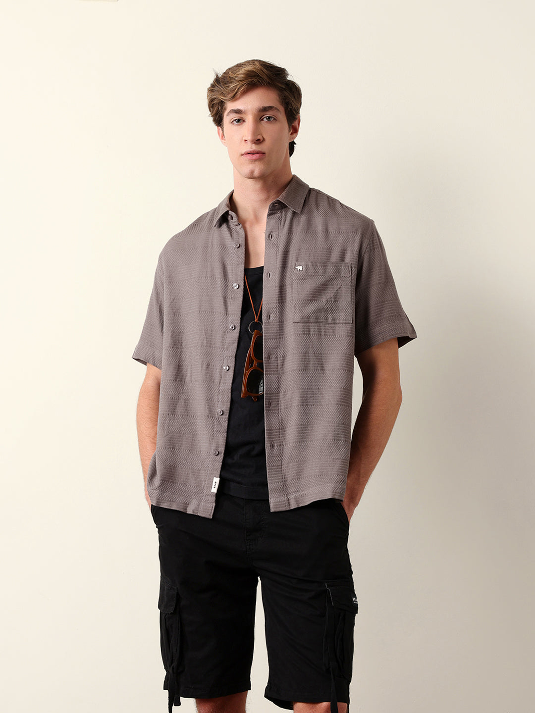 Men Solid Half Sleeve Casual Shirt