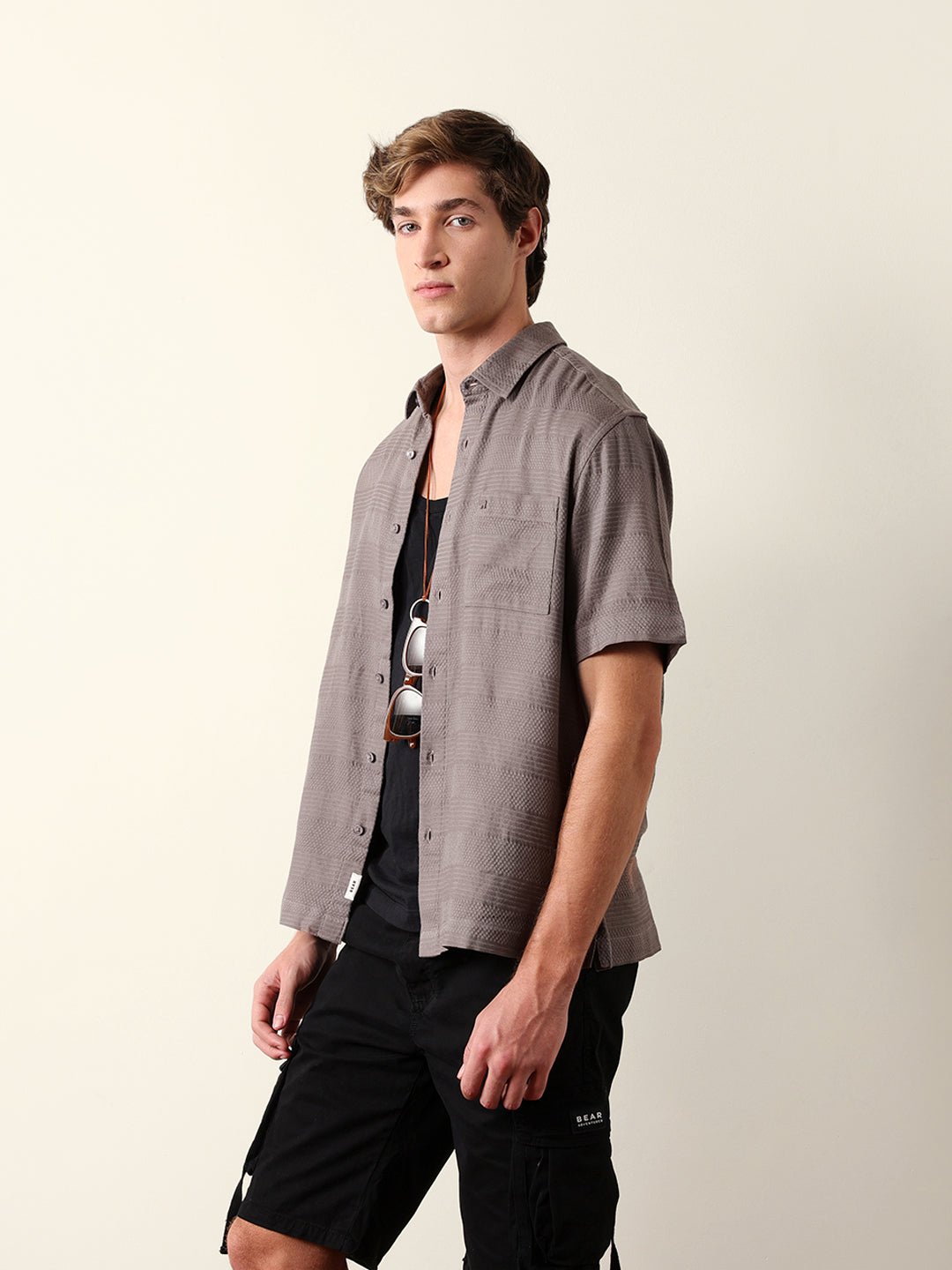 Men Solid Half Sleeve Casual Shirt