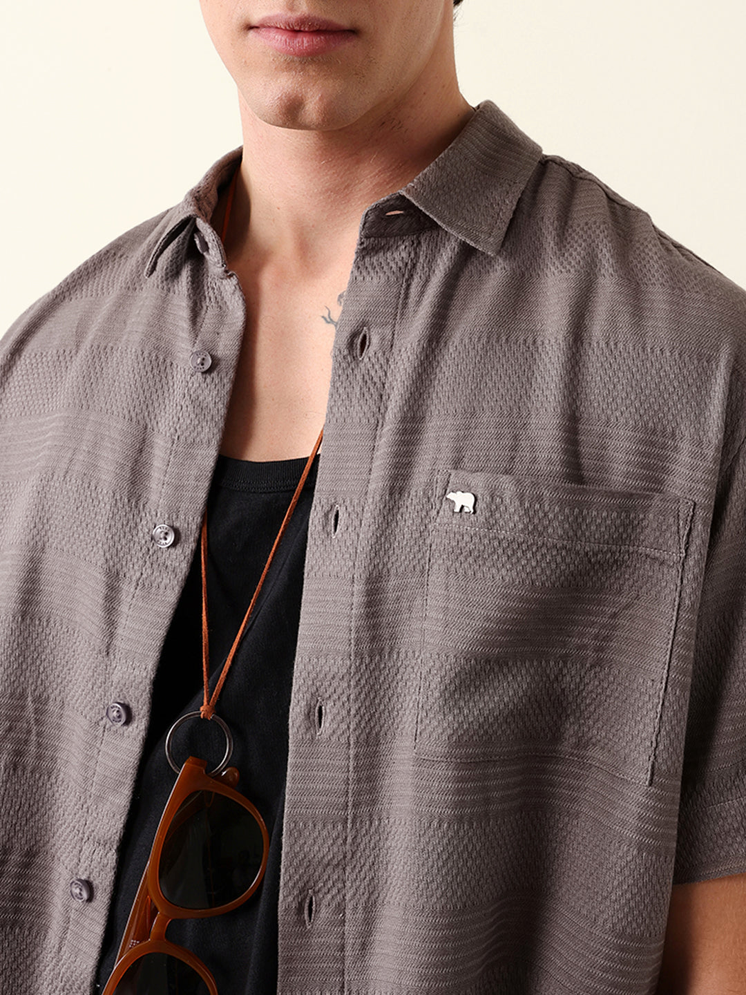 Men Solid Half Sleeve Casual Shirt
