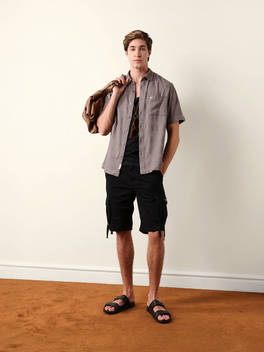 Men Solid Half Sleeve Casual Shirt