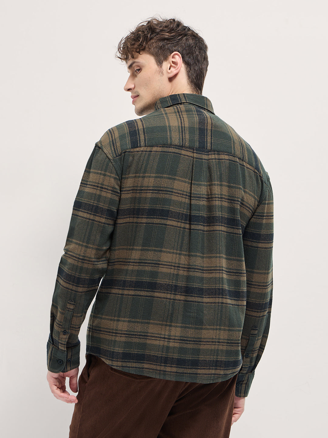 Men Multi-Color Checkered Relax Fit Flannel Overshirt