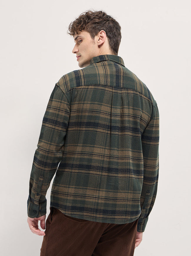 Men Multi-Color Checkered Relax Fit Flannel Overshirt