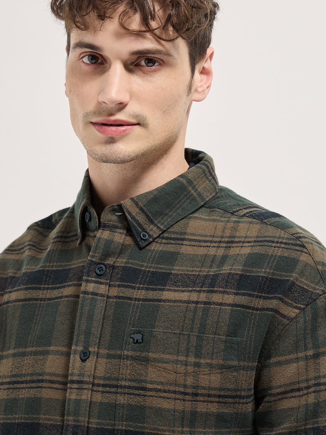 Men Multi-Color Checkered Relax Fit Flannel Overshirt