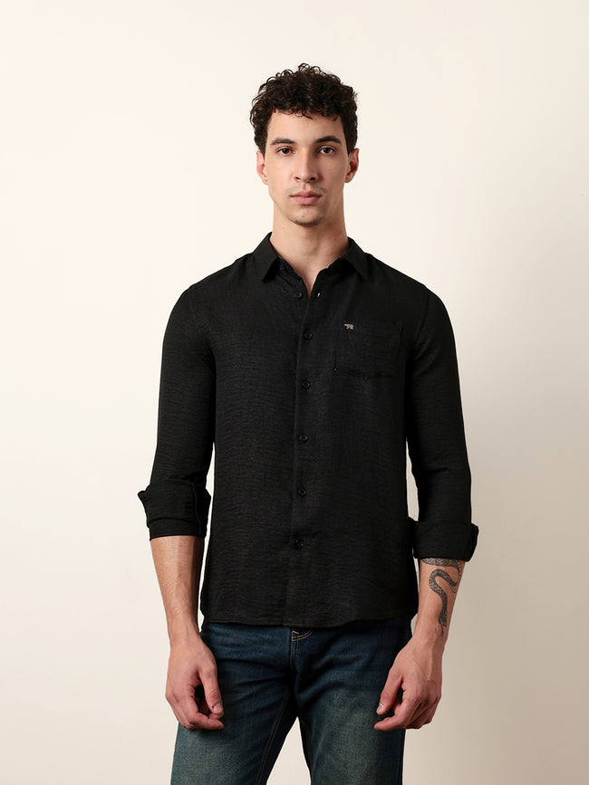 Men Solid Casual Full-Sleeve Shirt