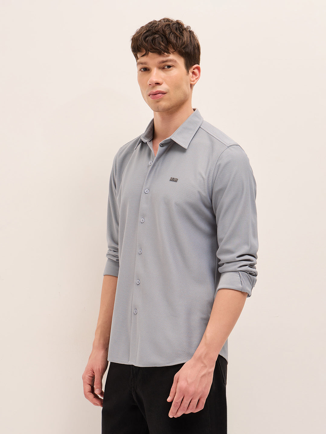 Men Woven Textured Casual Shirt