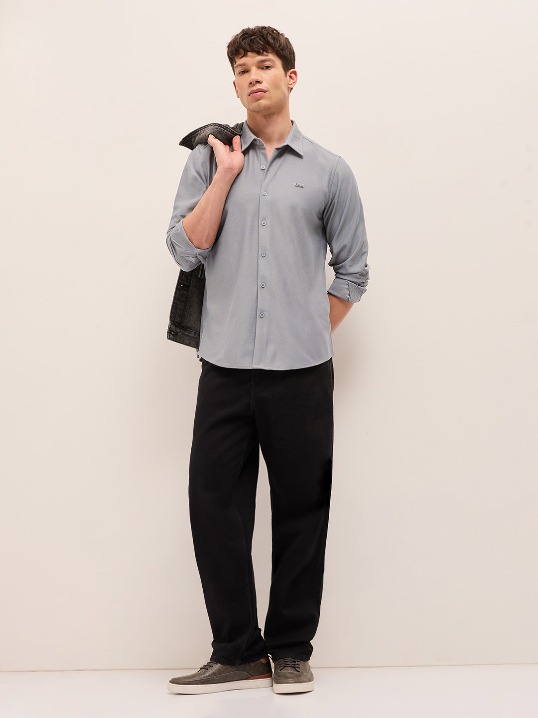 Men Woven Textured Casual Shirt