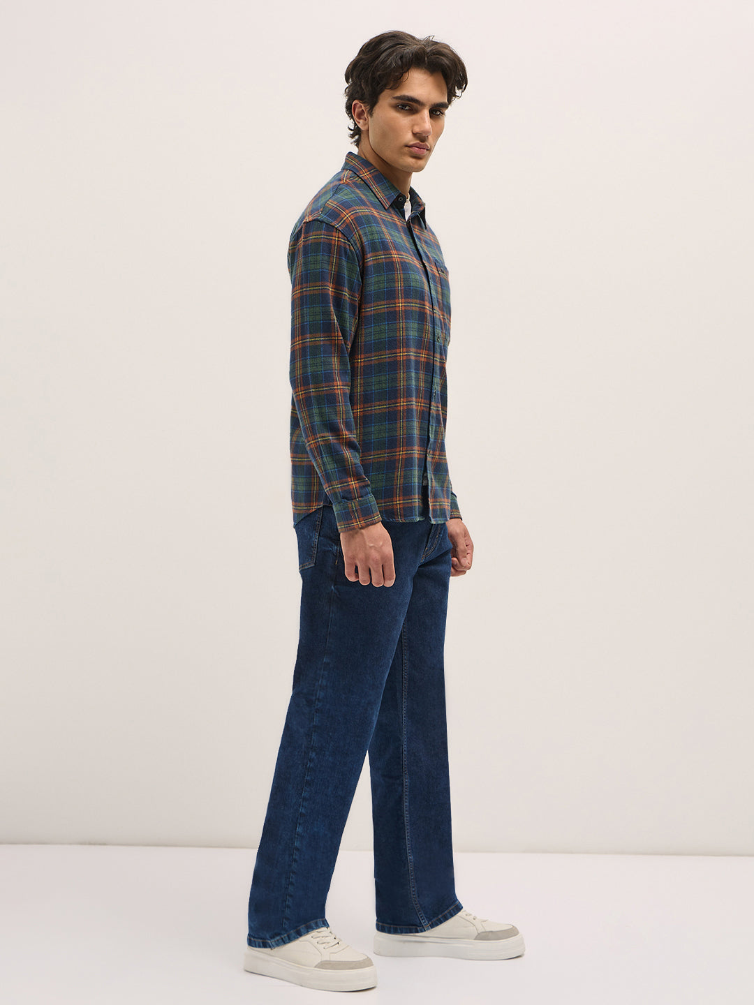 Men Multi-Color Tartan Check Relax Fit Overshirt