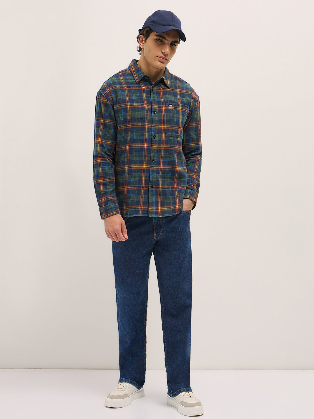 Men Multi-Color Tartan Check Relax Fit Overshirt