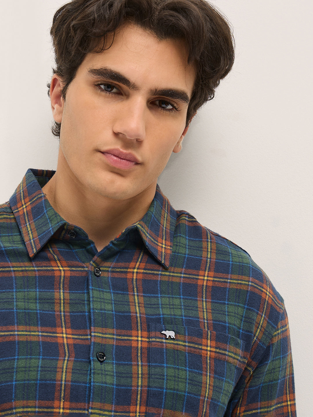 Men Multi-Color Tartan Check Relax Fit Overshirt