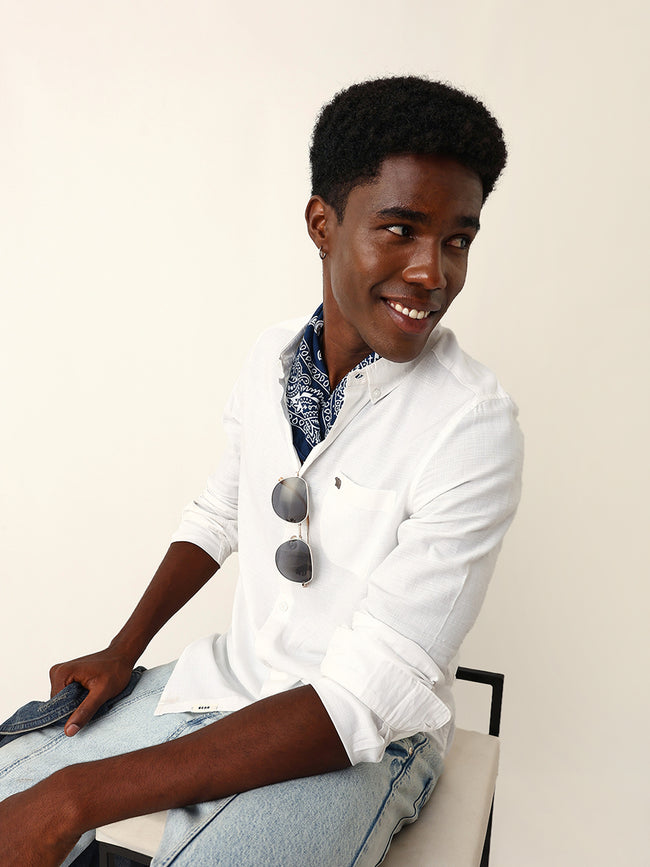 Men White Casual Shirt